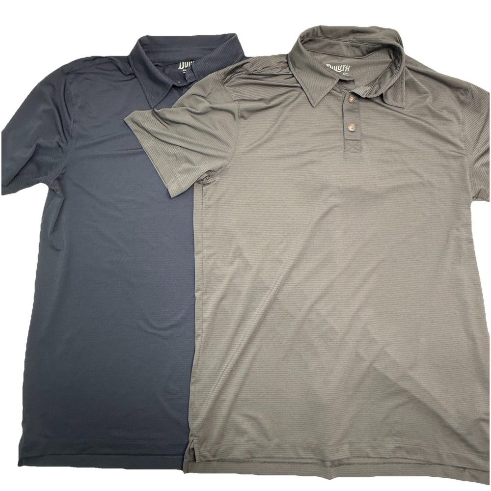 Duluth Trading Standard Fit Polo Shirt Mens M Navy Blue/Gray Short Sleeve Golf 2